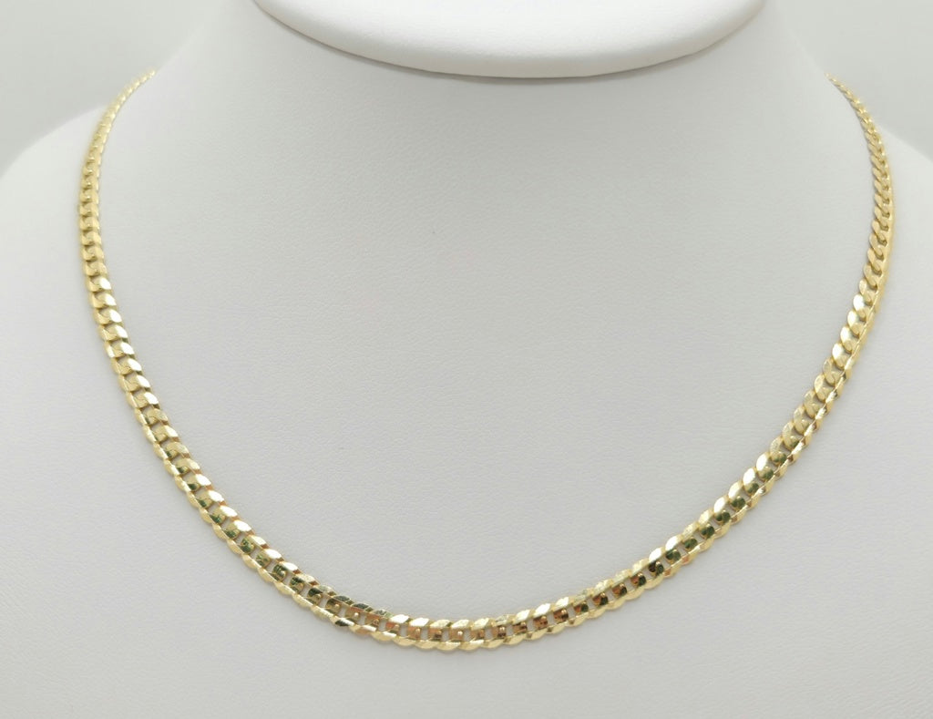 14K SOLID CUBAN CURB FLAT CHAIN – 3.5MM 18" – JY Jewelry Wholesale