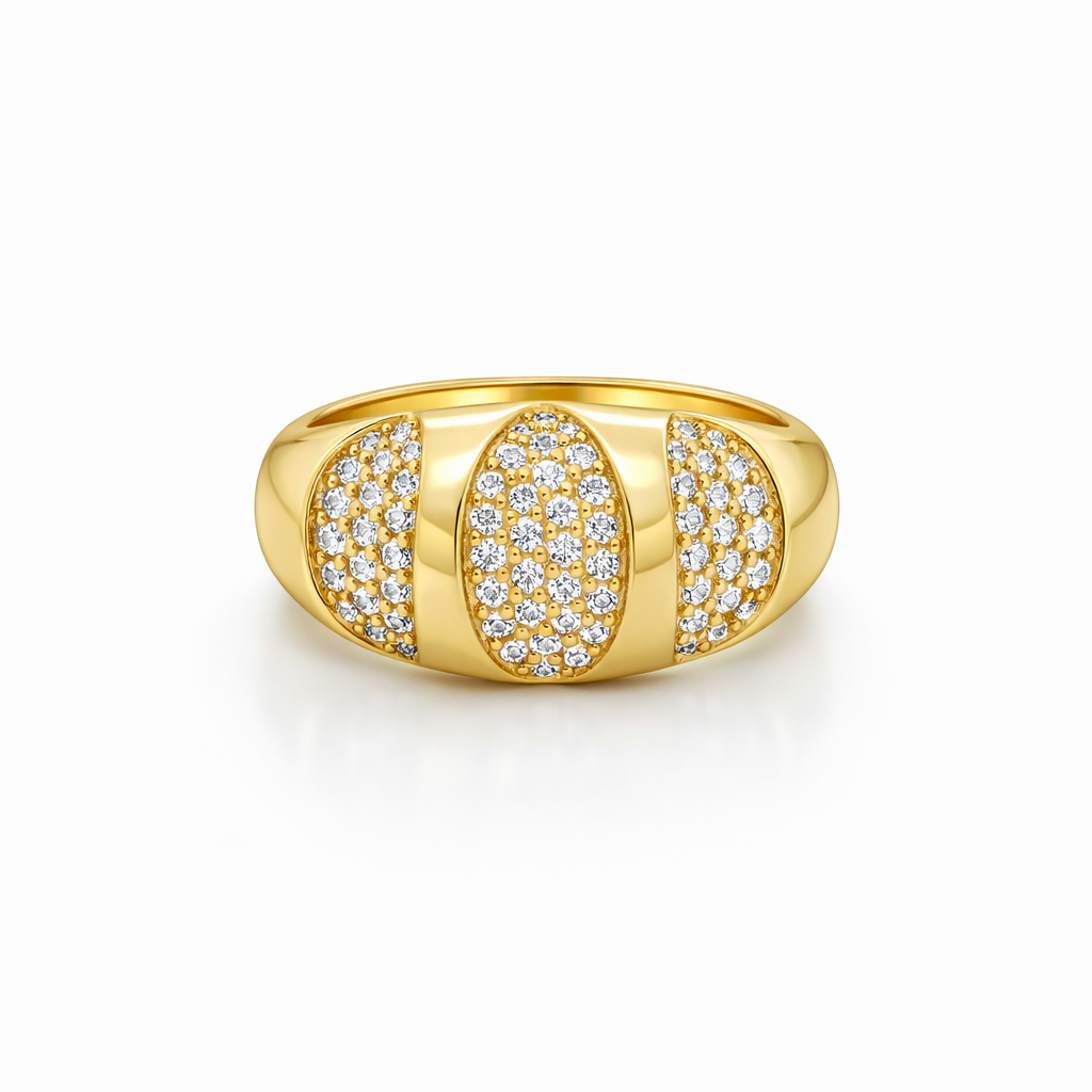 14K EXOTIC RING WITH OVAL DETAILS AND FILLED WITH CZ – 8 – JY Jewelry Wholesale