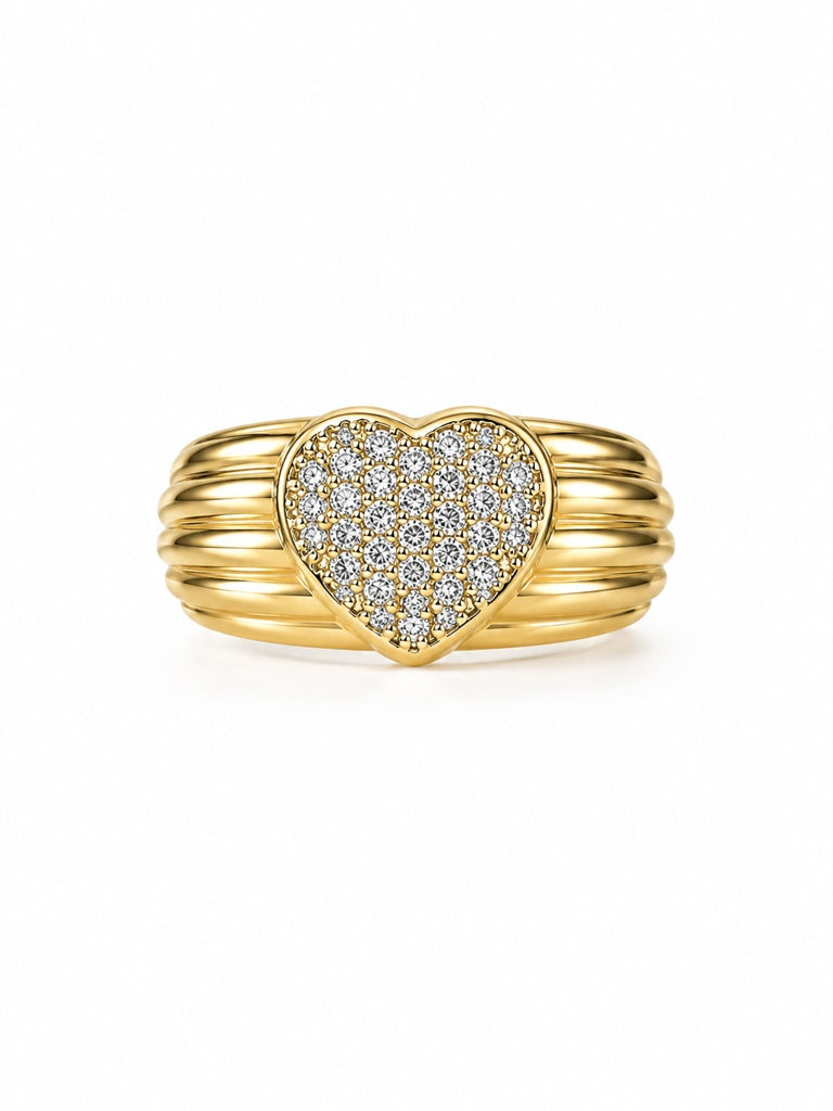 14K SIMPLE RING WITH CZ FILLED HEART DETAIL – 7.5 – JY Jewelry Wholesale