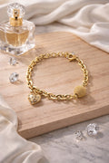 14K MODERN HEART DANGLING ROLO BRACELET – 8" – JY Jewelry Wholesale