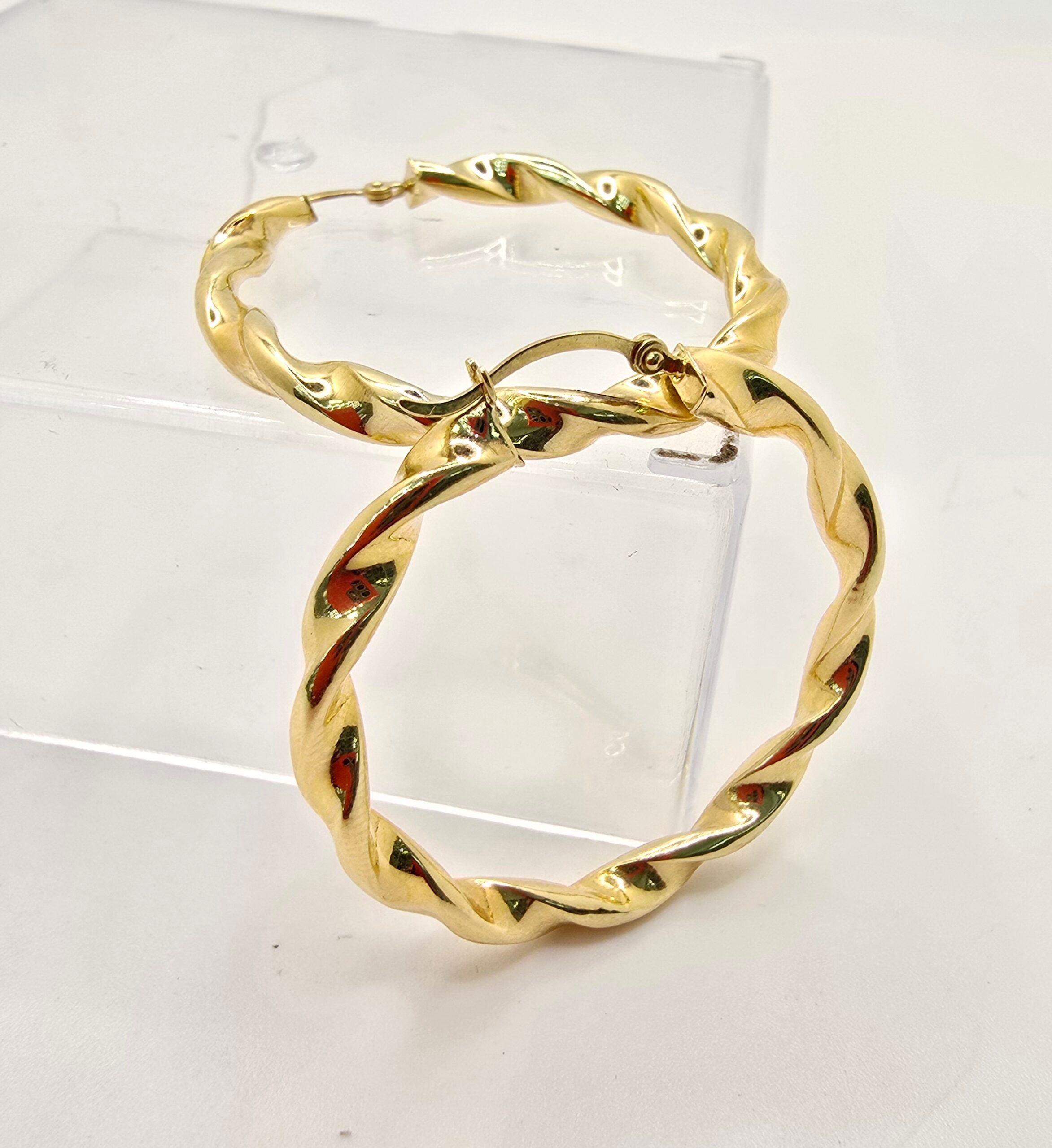 10K ELEGANT TWISTED HOOPS EARRINGS – 4MM – JY Jewelry Wholesale