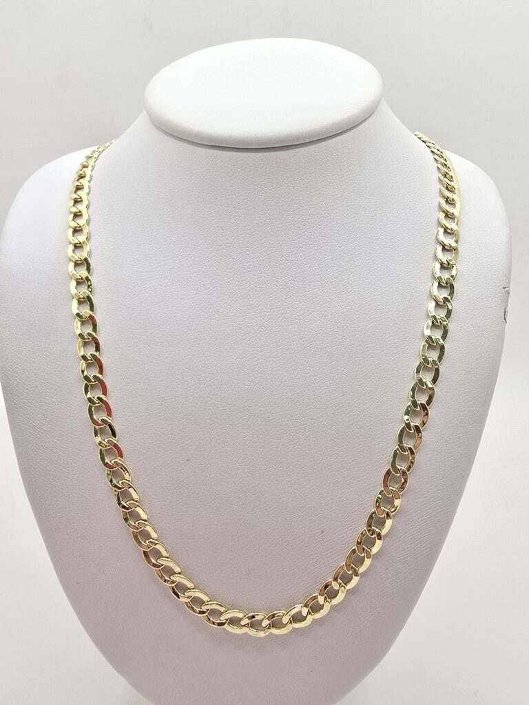 10K HOLLOW CUBAN CURB FLAT CHAIN – 18" 6MM – JY Jewelry Wholesale