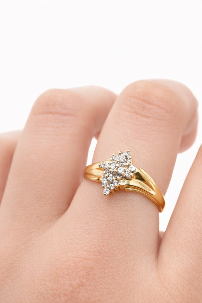 10K ALMOND SHAPE DIAMONDS ELEGANT RING – 7/0.19CT – JY Jewelry Wholesale
