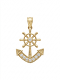 10K SMALL CZ DETAILS ANCHOR PENDANT – SMALL – JY Jewelry Wholesale