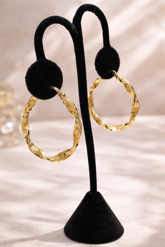 10K CROOKED GREEK DESIGN HOOPS EARRINGS – 5 – JY Jewelry Wholesale