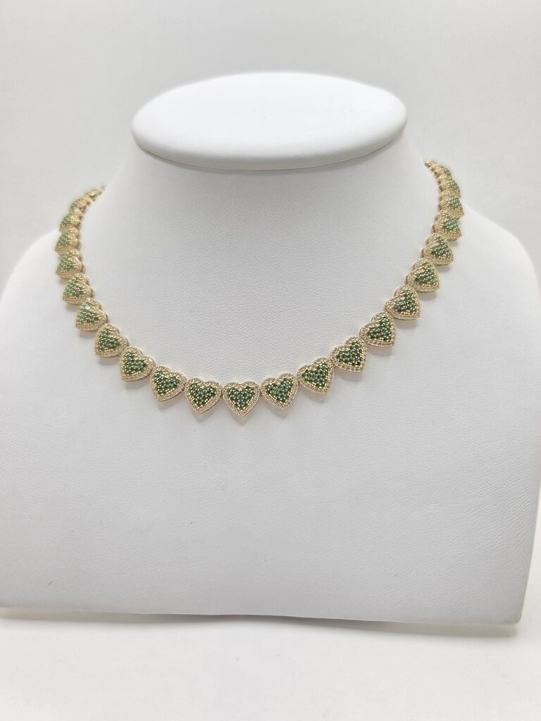 10K GREEN HEART NECKLACE CZ – 18" – JY Jewelry Wholesale