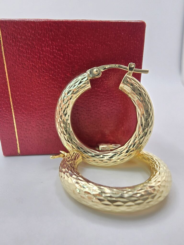 10K DIAMOND CUT HOOPS EARRINGS – 2 – JY Jewelry Wholesale