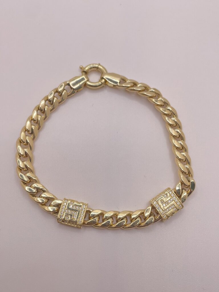 10K CUBAN LINK BRACELET WITH GREEK DETAIL 6.5MM – JY Jewelry Wholesale