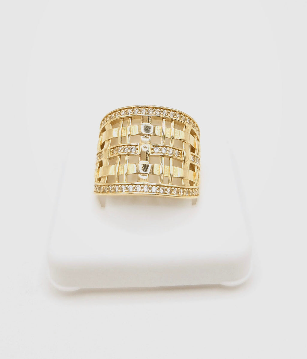14K MODERN CZ DETAIL RING – 7 – JY Jewelry Wholesale