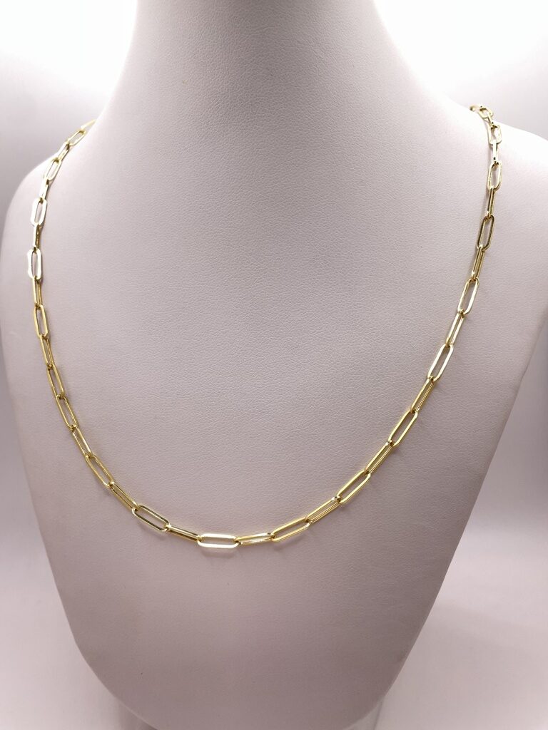 10K PAPER CLIP CHAIN 16" 3MM – JY Jewelry Wholesale