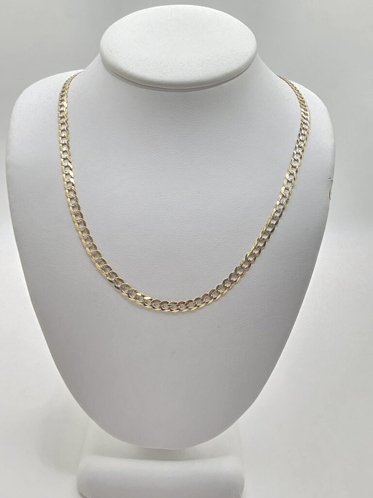 10K TWO TONE CUBAN CURB FLAT CHAIN – 22" 3MM – JY Jewelry Wholesale