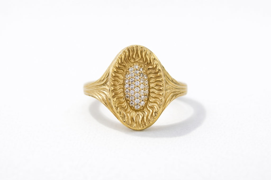 14K VINTAGE ALMOND CZ DETAILS RING – 8 – JY Jewelry Wholesale