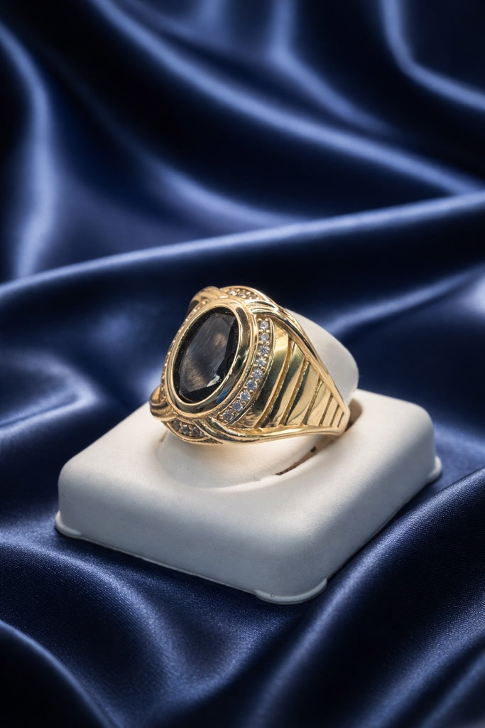 14K ELEGANT OVAL BLACK STONE RING – 10 – JY Jewelry Wholesale