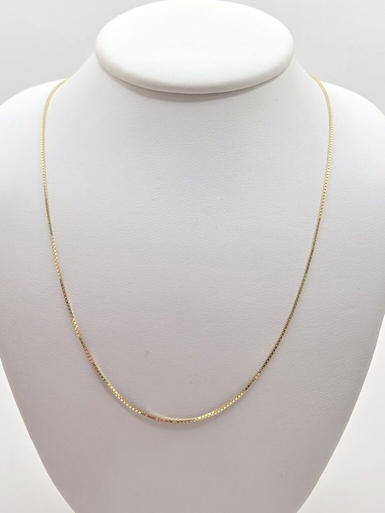 10K BOX LINK CHAIN – 18" 1MM – JY Jewelry Wholesale