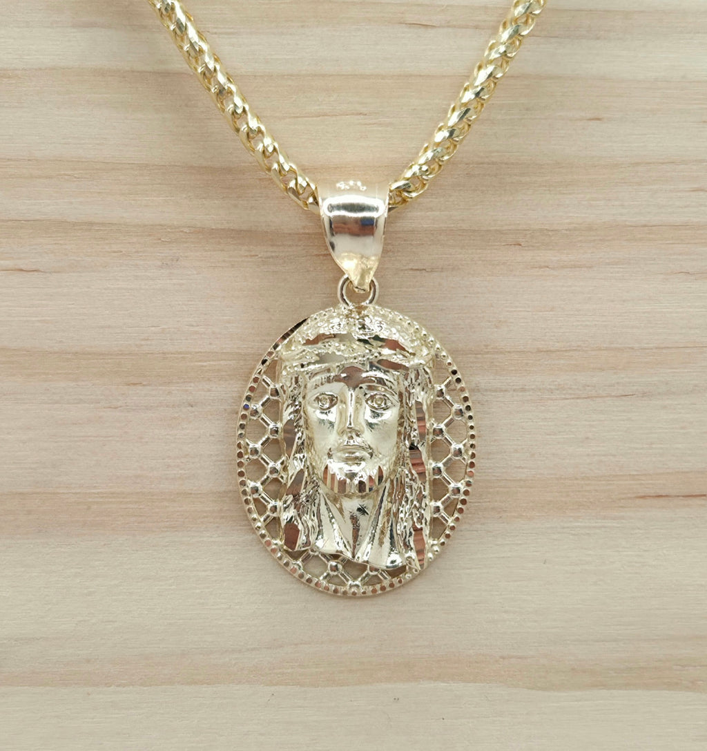 10K SMALL OVAL NET BACKGROUND JESUS FACE – JY Jewelry Wholesale
