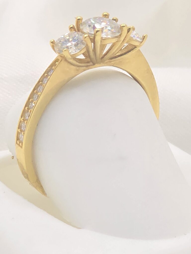 14K YG ROUND BRILLIANT PAST PRESENT ANS FUTURE MOISSANITE 1CT RING – 7 – JY Jewelry Wholesale
