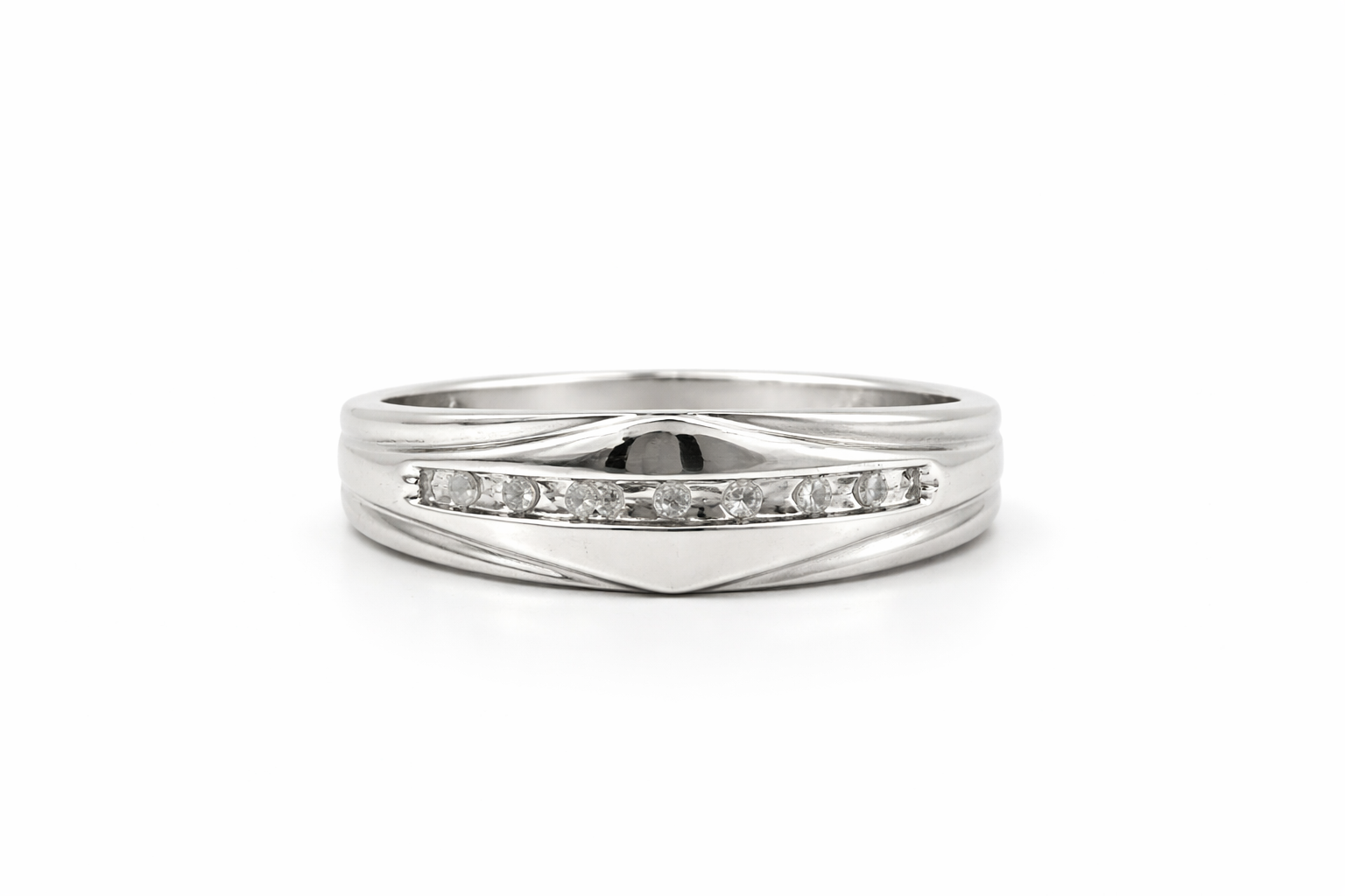 10K WHITE GOLD DIAMOND BAND RING – 10 – JY Jewelry Wholesale