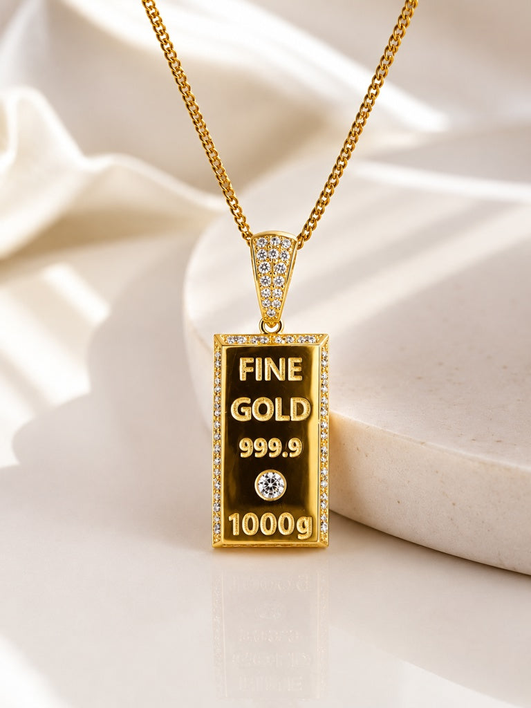 14K ''FINE GOLD 999.9'' DESIGN PLATE PENDANT – JY Jewelry Wholesale