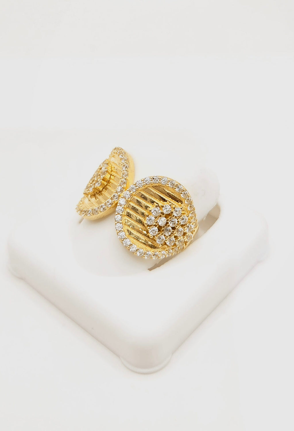 14K MODERN TWO PETALS CZ DETAIL RING – 8 – JY Jewelry Wholesale