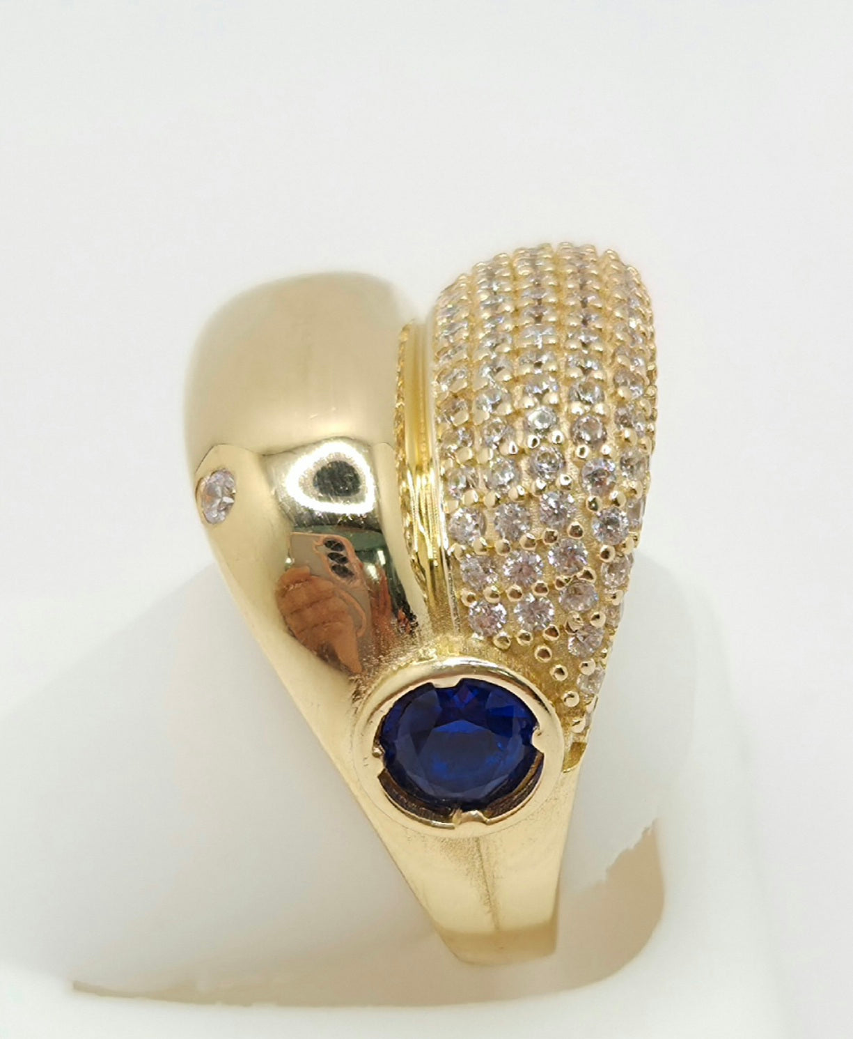 14K CZ MODERN RING WITH BLUE STONE DETAIL – 7 – JY Jewelry Wholesale