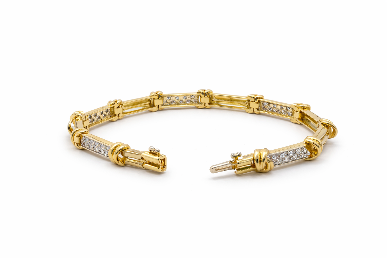 14K ELEGANT KNOT DETAILS YELLOW GOLD AND DIAMOND WOMAN'S BRACELET – 7" – JY Jewelry Wholesale