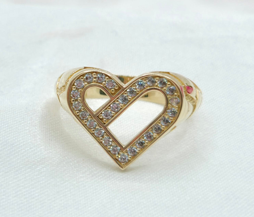 10K MODERN SILHOUETTE HEART WITH ZIRCONIA RING – 7 – JY Jewelry Wholesale