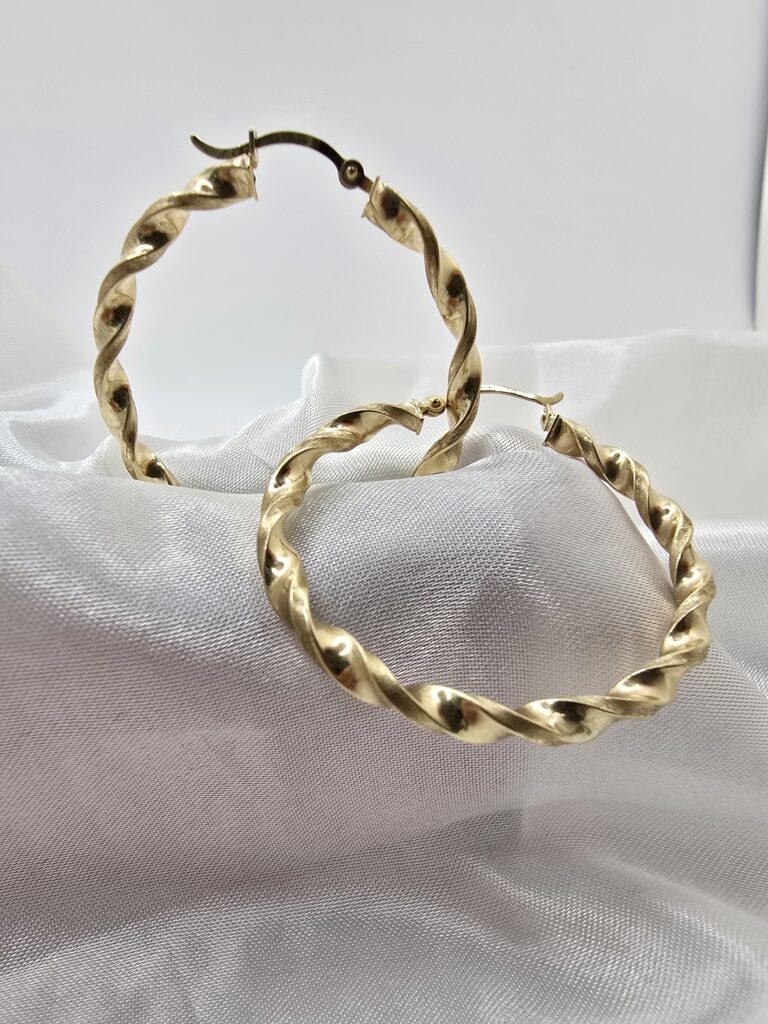 10K ROPE DESIGN TWISTED HOOPS EARRINGS – 3MM – JY Jewelry Wholesale