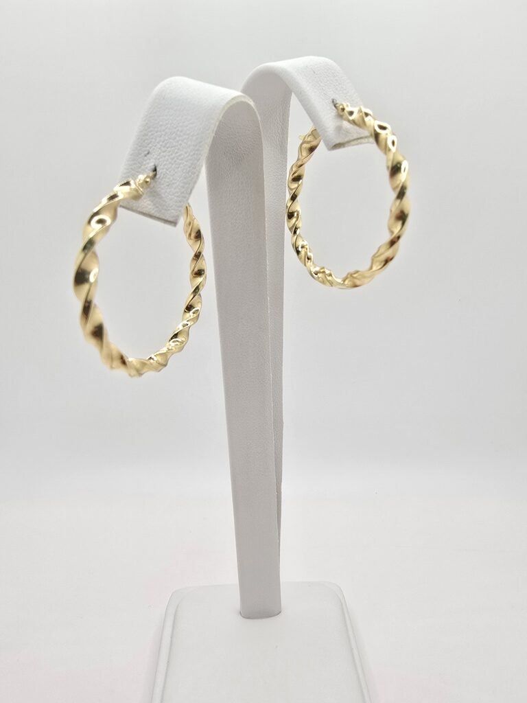 10K ROPE DESIGN TWISTED HOOPS EARRINGS – 3MM – JY Jewelry Wholesale