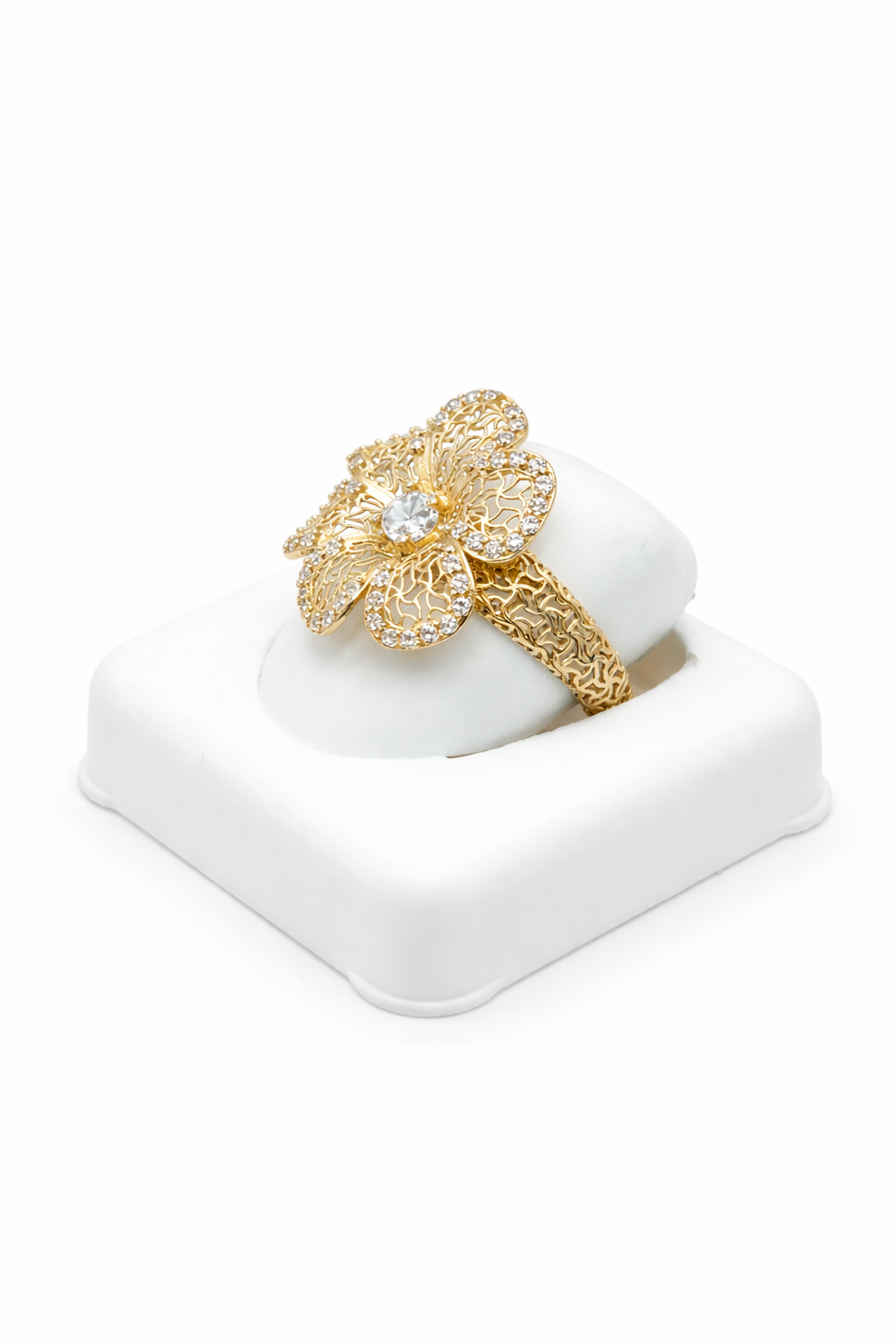 14K VINTAGE STYLE FLOWER CZ FRAME DETAIL WOMAN'S RING – 7 – JY Jewelry Wholesale