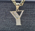14K yellow gold cz letter Y pendant – 17.15 X 18.25 MM – JY Jewelry Wholesale