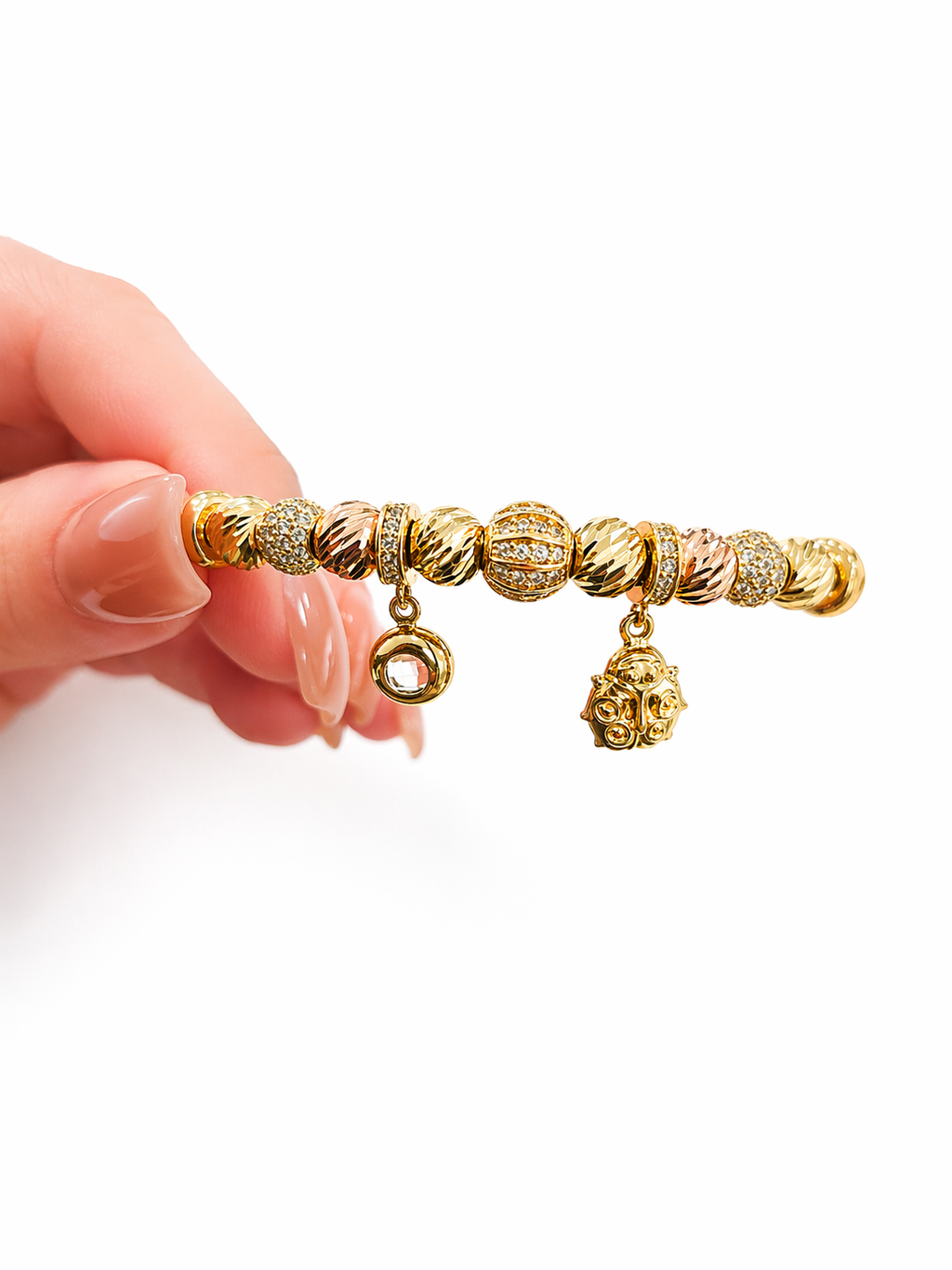 14K RIGID PANDO STYLE BRACELET WITH TWO TONE DETAILS CHARMS – JY Jewelry Wholesale