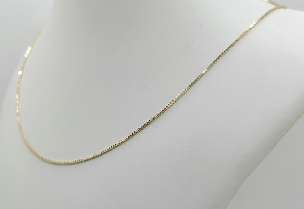 10K BOX CHAIN – 22" 1MM – JY Jewelry Wholesale
