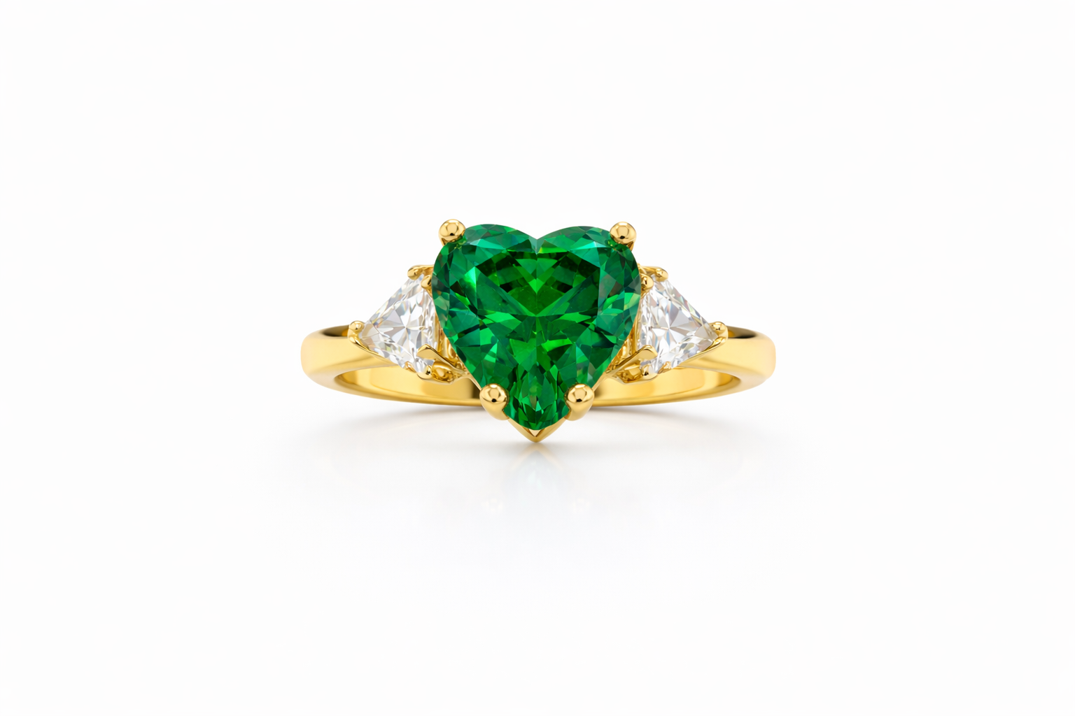 10K GREEN STONE HEART RING – 7-8 – JY Jewelry Wholesale
