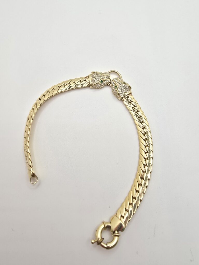 10K TWO TIGER CUBAN LINK BRACELET – 7.5" 7MM – JY Jewelry Wholesale