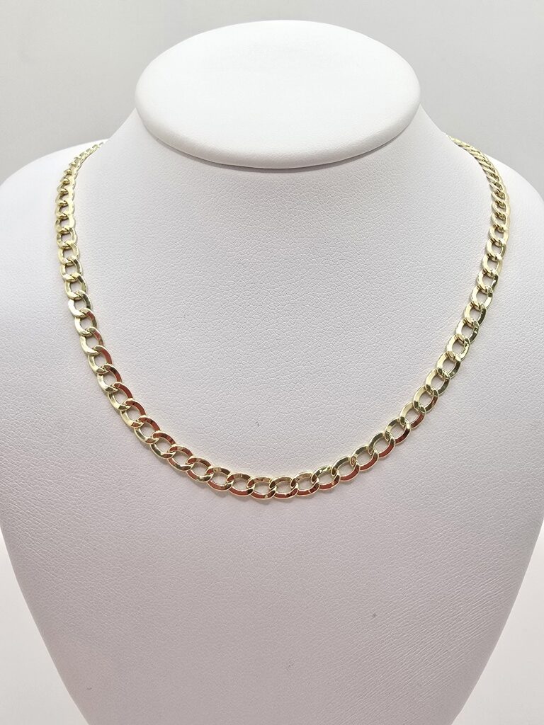 10K HOLLOW CUBAN CURB FLAT CHAIN – 16" 3.5MM – JY Jewelry Wholesale