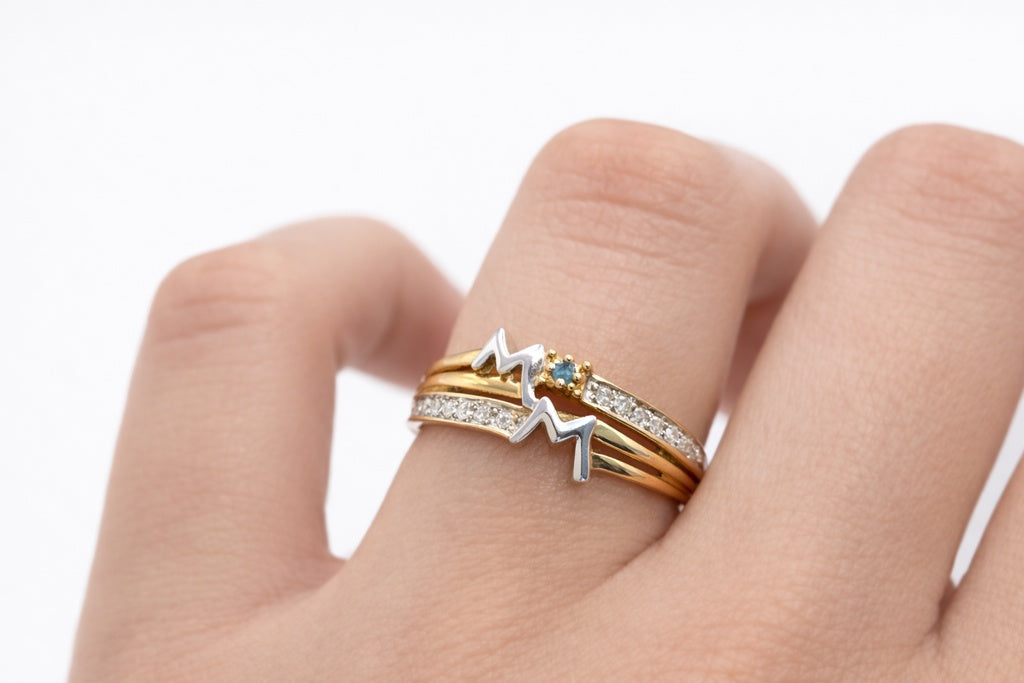 10K DELICATE "M" AND "M" DIAMOND DETAIL RING – 7 – JY Jewelry Wholesale