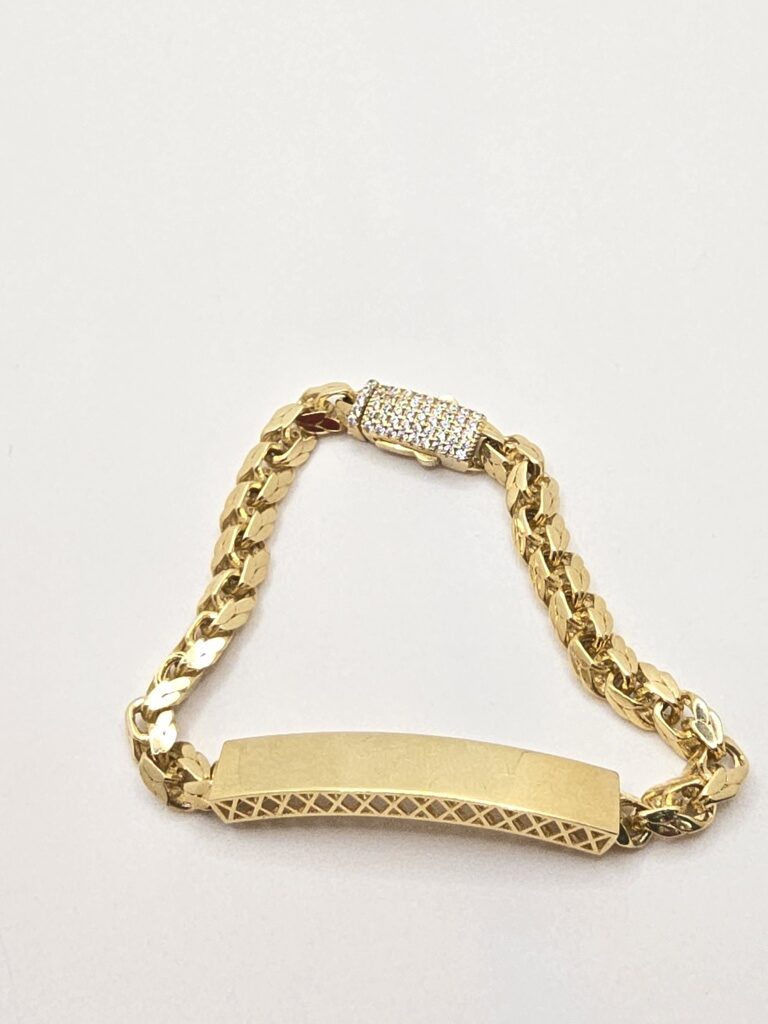 10K CHINO LINK WITH PLATE BRACELET – 7" 6MM – JY Jewelry Wholesale