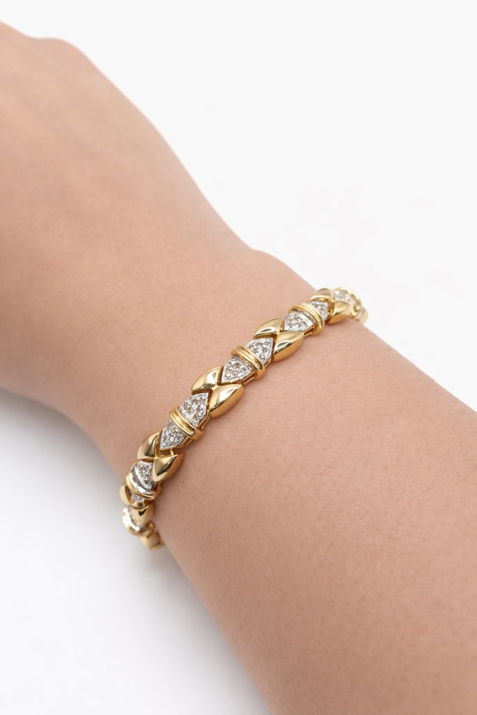 10K WHITE GOLD "X" DESIGN DIAMOND WOMAN'S BRACELET – 7" – JY Jewelry Wholesale