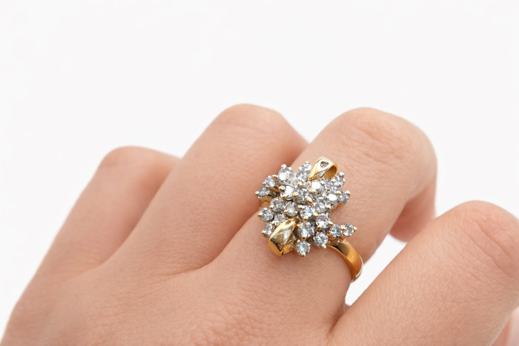 10K ELEGANT ABSTRACT DESIGN DIAMOND WOMAN'S RING – 6.5 – JY Jewelry Wholesale