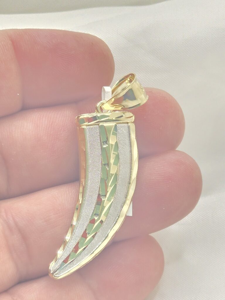 10K LARGE TWO TONE ELEPHANT TUSK PENDANT – JY Jewelry Wholesale