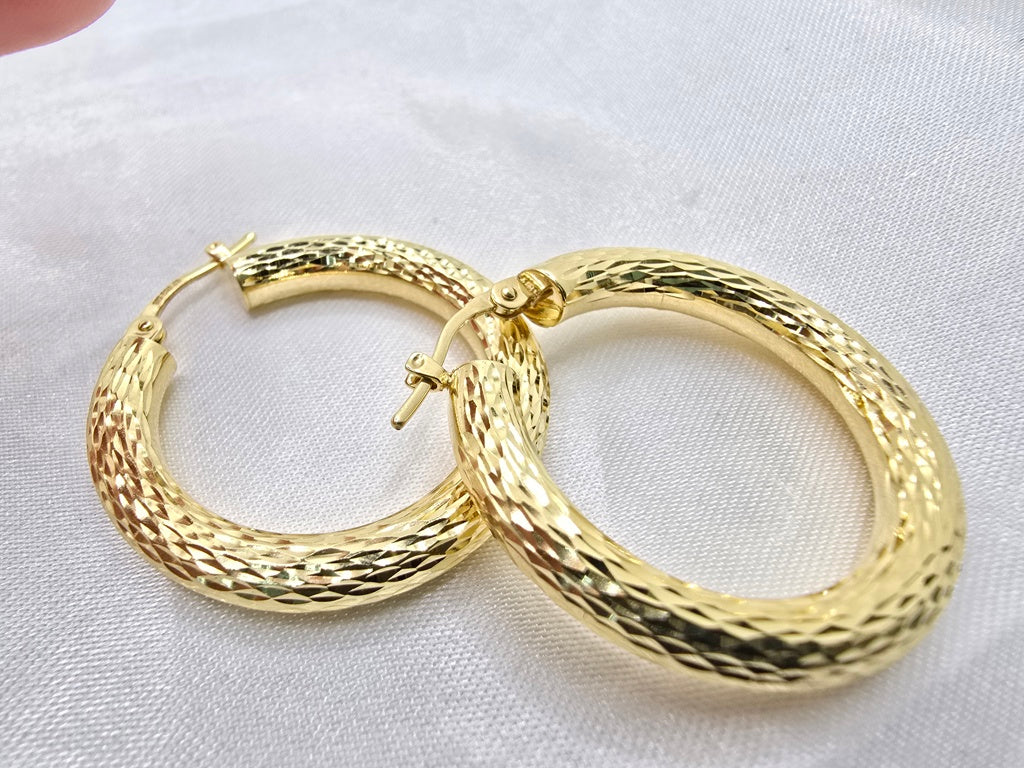 10K DIAMOND CUT HOOPS EARRINGS – 3 – JY Jewelry Wholesale