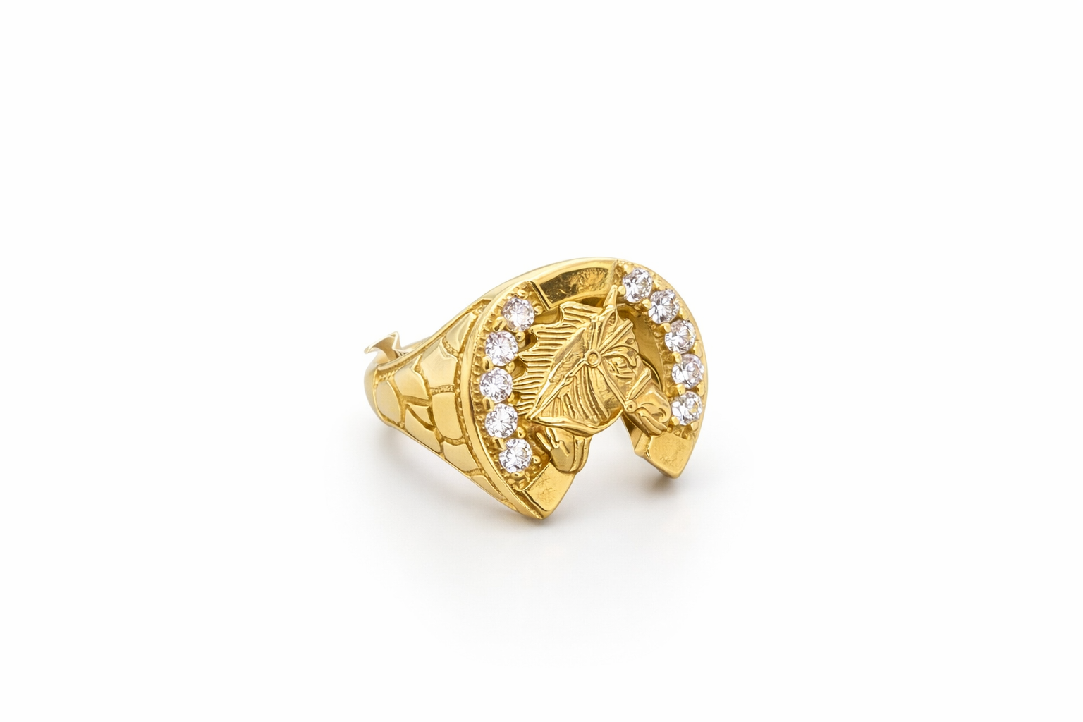 10K SOLID NUGGETS HORSESHOE RING 10.5 – JY Jewelry Wholesale
