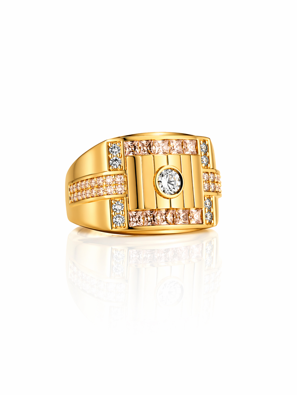 10K PINK CZ DETAIL SQUARE MEN'S RING – 10 – JY Jewelry Wholesale