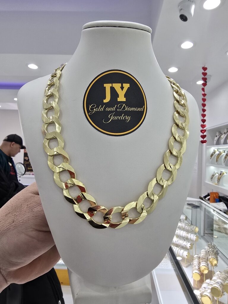 10K SOLID CUBAN CURB FLAT CHAIN – 24" 15MM – JY Jewelry Wholesale