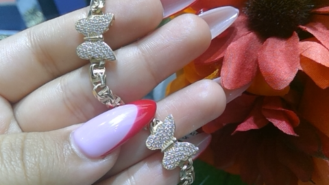 14K THREE CZ BUTTERFLY CHINO LINK STYLE BRACELETSize 8" – JY Jewelry Wholesale