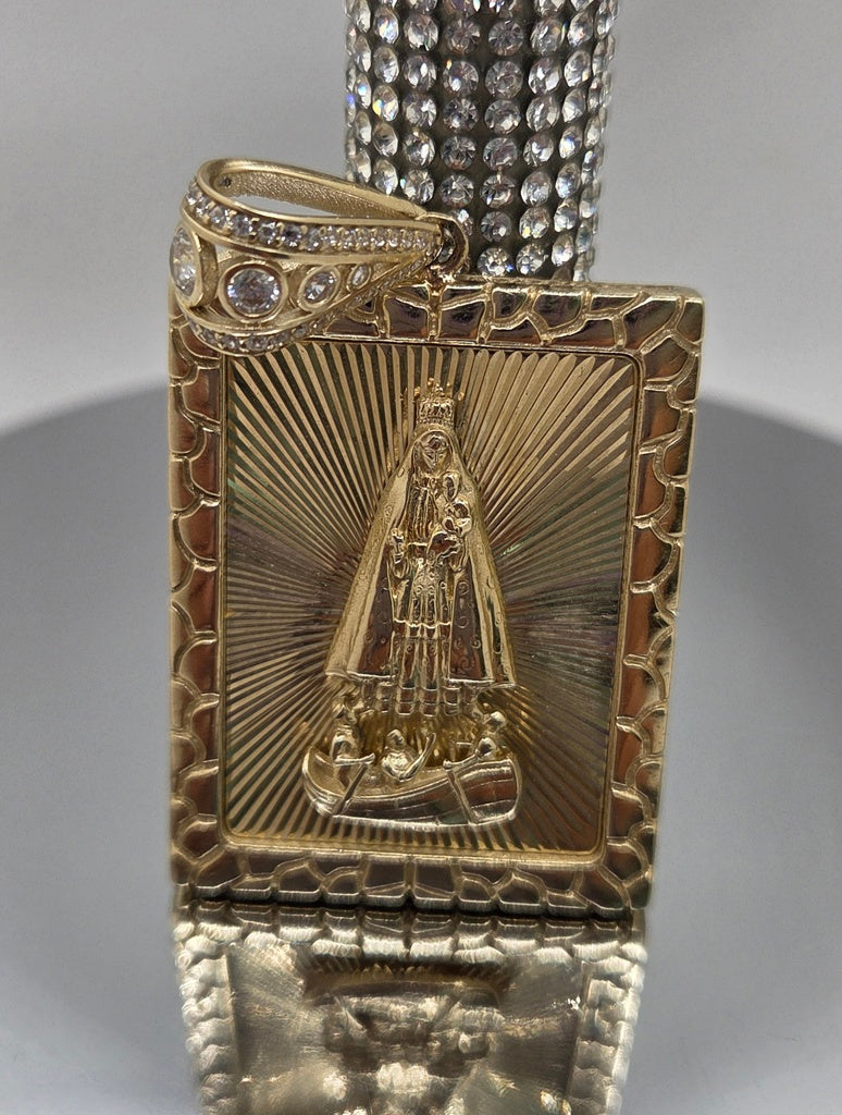 10K LARGE SQUARE VIRGEN DE LA CARIDAD PENDANT – JY Jewelry Wholesale