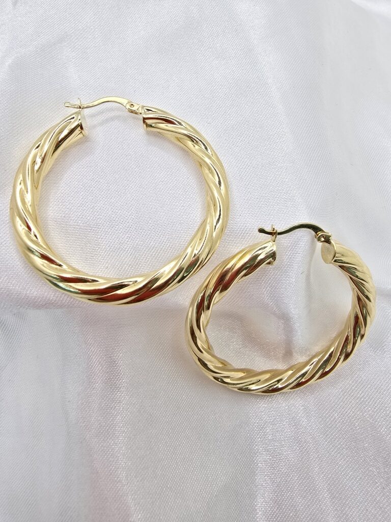 10K CROOKED HOOPS EARRINGS – 4 4MM – JY Jewelry Wholesale