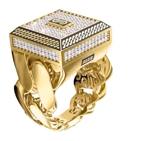 10K WHITE CZ SQUARE CHAIN DESIGN CERTIFIED MONACO RING – 10.5 – JY Jewelry Wholesale