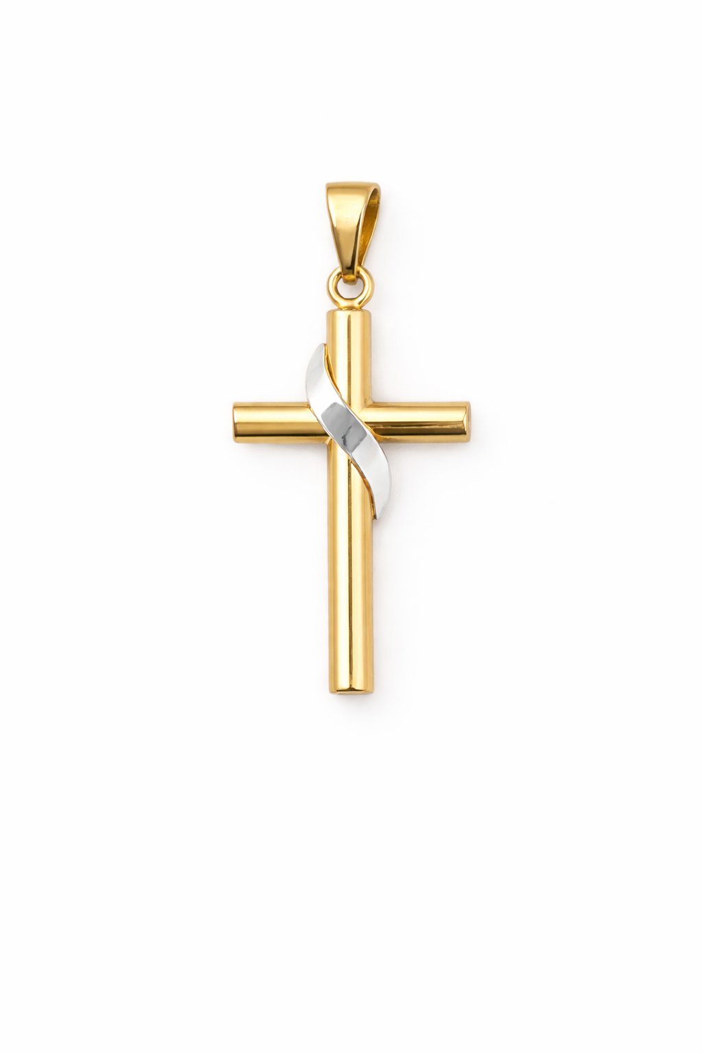 14K SMALL CROSS PENDANT WITH WHITE GOLD DETAIL – JY Jewelry Wholesale