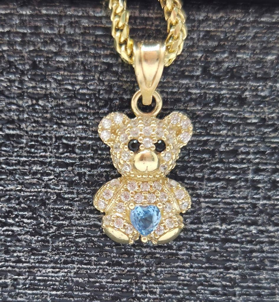 10K BLUE CZ SMALL TEDDY BEAR PENDANT – JY Jewelry Wholesale